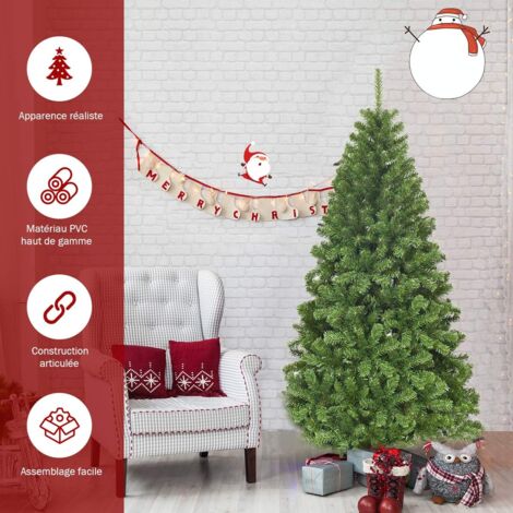 Costway – Arbre de Noël artificiel 180 cm – Ouverture automatique des branches – Support en métal – 928 pointes en PVC pour décoration