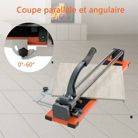 COSTWAY Coupe Carreaux Manuel Professionnel Longueur de Coupe 610MM Coupe Carrelage Épaisseur de Coupe 5-12MM Angle Réglable 0 °-60 ° pour Porcelaine, Céramique