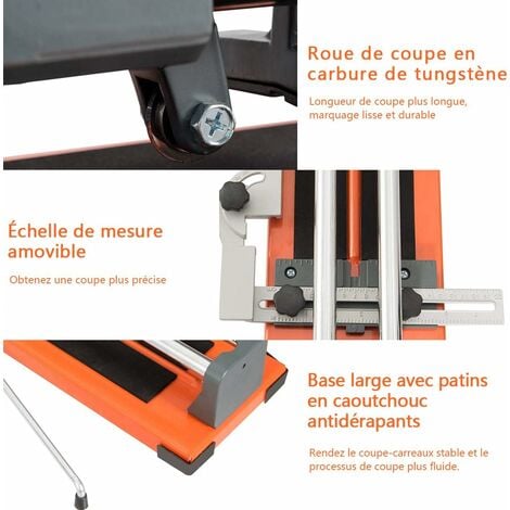 COSTWAY Coupe Carreaux Manuel Professionnel Longueur de Coupe 610MM Coupe Carrelage Épaisseur de Coupe 5-12MM Angle Réglable 0 °-60 ° pour Porcelaine, Céramique