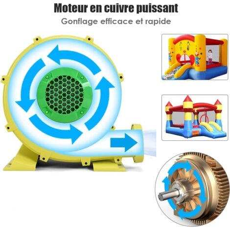 COSTWAY Gonfleur Château Electrique 450W/Soufflerie pour Jeux Gonflable avec Moteur en Cuivre