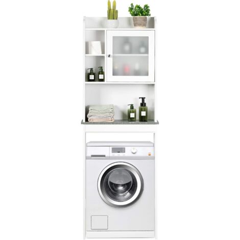 Meuble Wc Noir Meuble Rangement WC COSTWAY Blanc - Armoire Au-Dessus Toilettes Avec Porte-Rouleau Et 2 Étagères Réglables - 20x75.5x110cm Colonne Salle De Bain