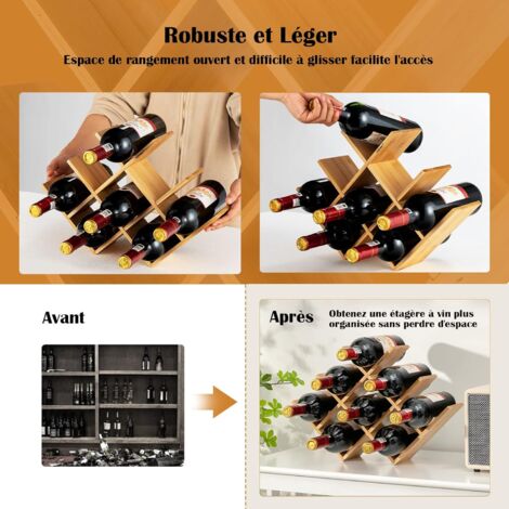 COSTWAY Casier à Vin, Présentoir de Bouteilles de vin, Rangement pour Cuisine,Comptoir de Bar en Bambou