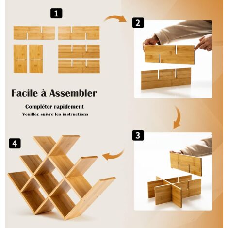 COSTWAY Casier à Vin, Présentoir de Bouteilles de vin, Rangement pour Cuisine,Comptoir de Bar en Bambou