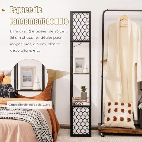 Lampadaire sur Pied/Lampe sur Pied 1,56 M-COSTWAY-2 Etagères de Stockage-Design Scandinave-Double Interrupteur pour Chambre/Salon 40W 2 Ampoule Non-inclus