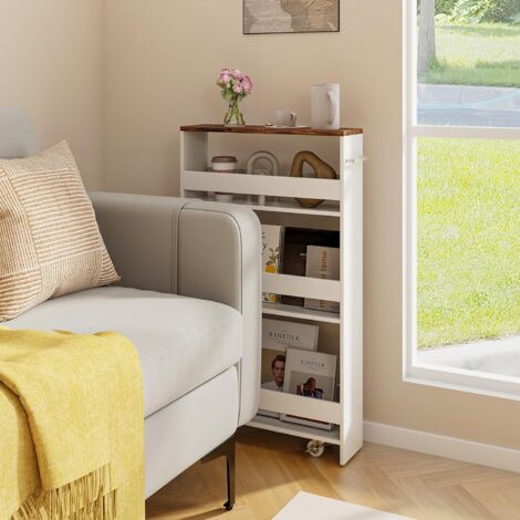 Chariot De Rangement à Roulettes Sous Bureau – Avec Couvercle Et Poignée – Tissu Oxford Résistant – Blanc XL 38x18x50 Cm