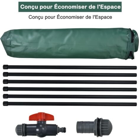 COSTWAY Récupérateur d’Eau de Pluie 225L -Pliable Réservoir à Eau Filtre Ø60 x 80 cm Vert
