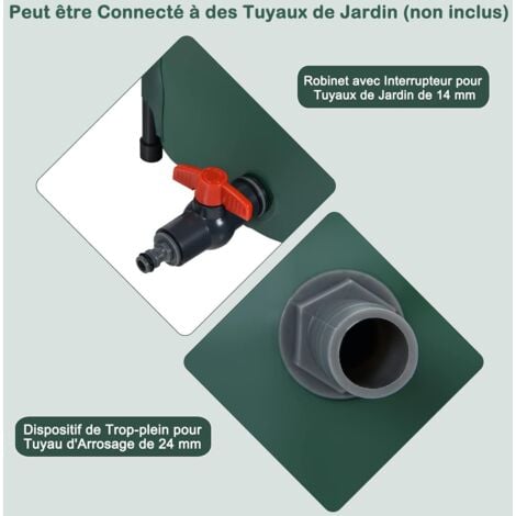 COSTWAY Récupérateur d’Eau de Pluie 225L -Pliable Réservoir à Eau Filtre Ø60 x 80 cm Vert