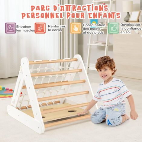 Triangle D'escalade Montessori En Bois – Avec Rampe – Pour Bébé 1+ Ans – Charge Max 60 Kg – Multicolore