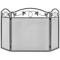 COSTWAY Pare-Feu en Cadre Métallique, Ecran de Cheminée Pliable à 3 Panneaux, Clôture de Cheminée en Maille pour Bébé, Grille de Protection pour l'Intérieur et l'Extérieur