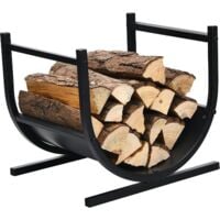 COSTWAY Porte-bûches Bois de Cheminée en Métal en Forme de U 43 x 37 x 39,5 cm avec Poignées Charge 30 kg Intérieur Extérieur