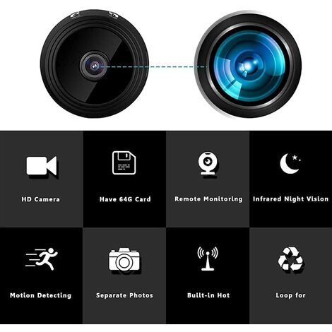 2021 Nouvelle version Mini caméras cachées WiFi, caméra espion avec flux audio et vidéo en direct, avec enregistrement sans fil avec application pour téléphone portable -Caméras nounou HD 1080P avec vision nocturne. Petites caméras pour utilisation en int