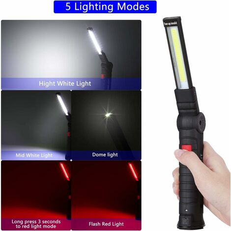 Lampe Torche Baladeuse LED Inspection Rechargeable Reparation Automobile 5  Modes