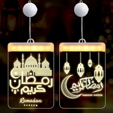 MODOU - 2 Pièces Lumières De Fenêtre Décoratives Eid Ramadan