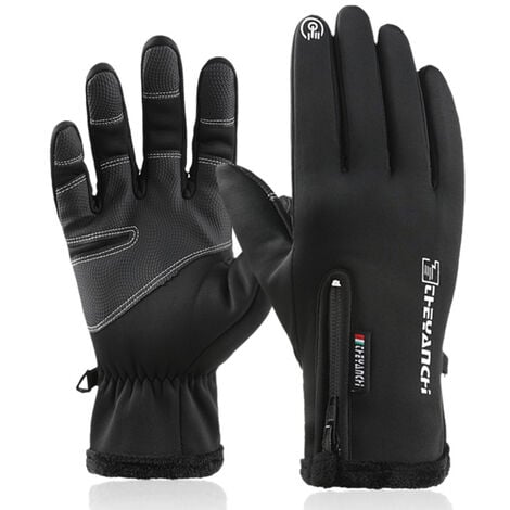 Gants en cuir PU noir pour homme à pleine main pour hivers - Gants chauds à  écran tactile - pour le ski ou