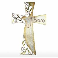 DRIVE Peace Dove Cross Hanging Art Decoration murale Colombe decorative et branche d'olivier (24 pouces)