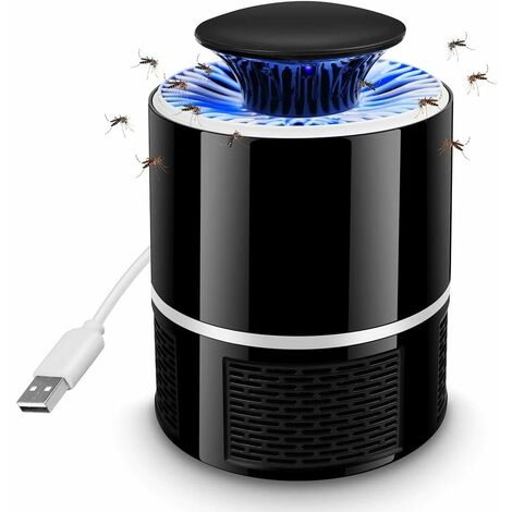Cacoffay Lampe Intelligente Tueur de Moustique Mosquito Zapper alimenté par USB avec piège à Insectes intégré pour Ventilateur intérieur et extérieur Tueur électronique dinsectes 
