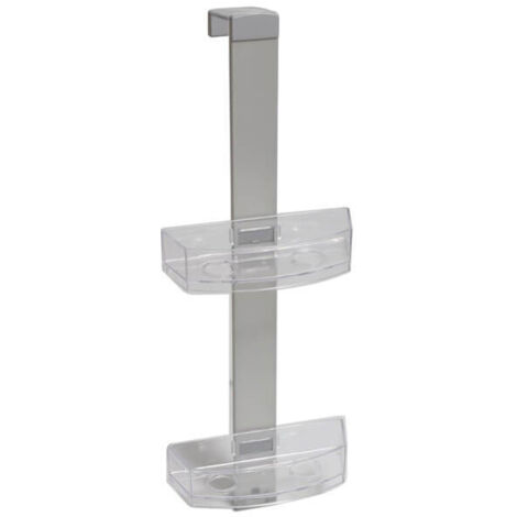 CLEAR PORTA OGGETTI IN ALLUINIO CON 2 CESTI - DOPPIA SOLUZIONE DI FISSAGGIO AL BOX DOCCIA O PARETE