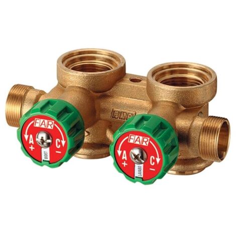Collettore Complanare Componibile Con Valvole Di Arresto Sinistro Far 2 Deriv. 3/4" Giallo (1/2)