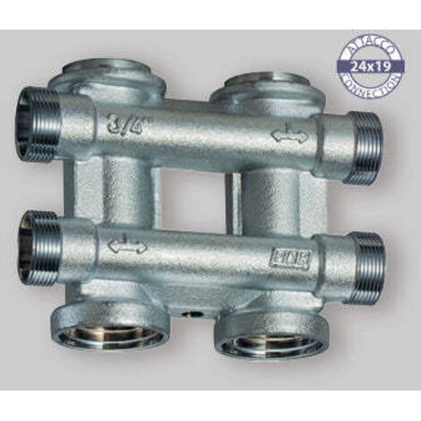"COLLETTORE COMPLANARE COMPONIBILE CROMATO FAR 1"""" - 2+2 vie 24x19" (1/2)
