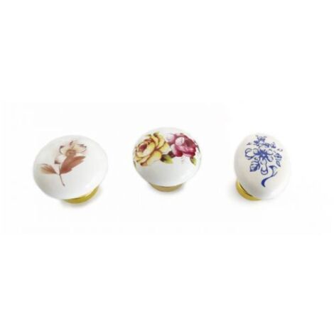 POMELLO POMOLO PER ARMADIO MOBILI CASSETTI CUCINA IN CERAMICA PORCELLANA 19903V OVALE FIORE BLU (19903)