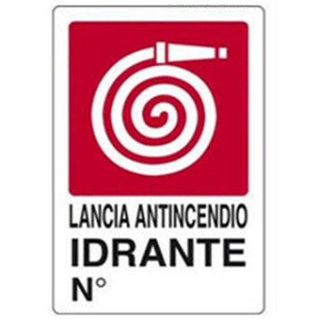 Cartello Lancia antincendio idrante Ngr luoghi pubblici 30CMx20CM