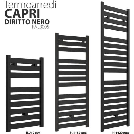 TERMOARREDO CAPRI DRITTO NERO OPACO RAL 9005 - H.719x500 Int.450 (1/3)