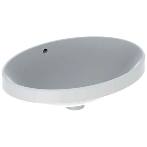Geberit VARIFORM lavabo ovale soprapiano 55 cm, da incasso, senza foro rubinetteria, con troppopieno, colore bianco finitura lucido 500.716.01.2