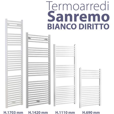 TERMOARREDO SCALDA SALVIETTE MOD. SAN REMO BIANCO DIRITTO - H 1420 L 450 (1/5)