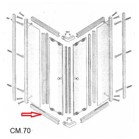 R PROFILO INFERIORE  LATO 70 X BOX DOCCIA CRISTALLO TRASP.MM.6 CM.70X90LUSSO