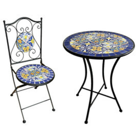 C SET TAVOLO TONDO MOSAICO C/2 SEDIE CANNES - 1 pezzo