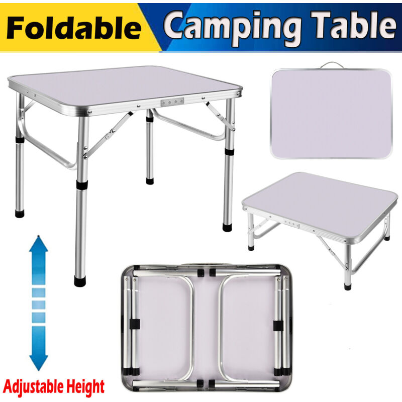 Mini Table Pliante Camping Blanc 56x34 Cm – Aluminium – Table Basse Portable Pique-Nique Pêche