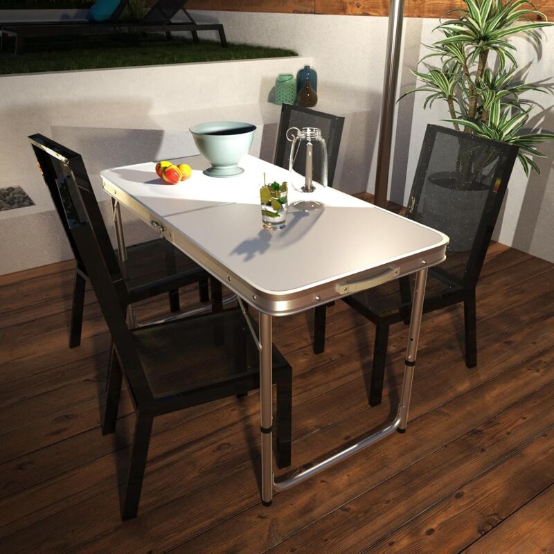 Table Pliante Aluminium Camping Pique-Nique - 90x60cm 2 Hauteurs - Intérieur Extérieur