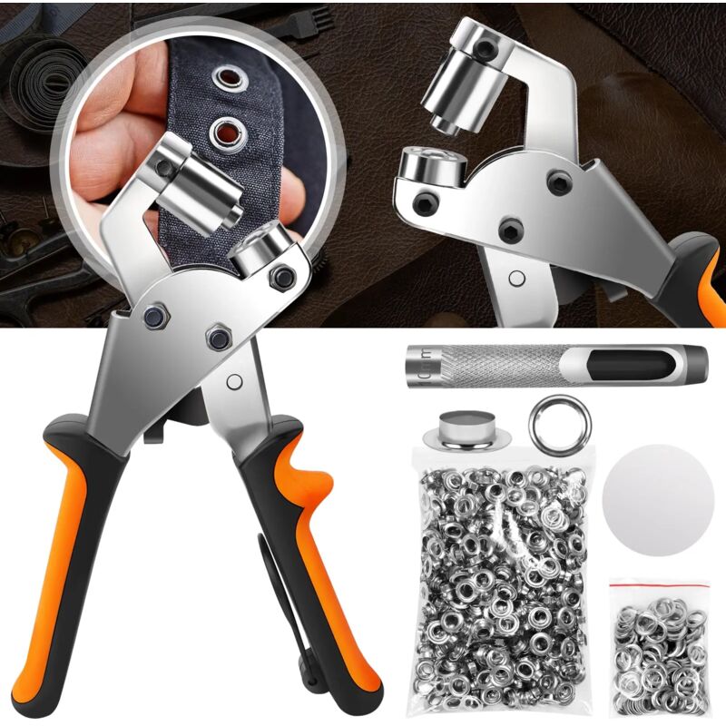 Pince à Œillets Professionnelle Avec 400 Œillets 6mm & 10mm - Kit Perforateur Tissus Bâches