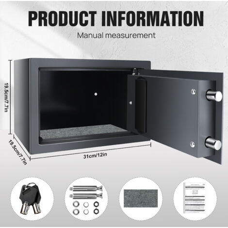 Coffre-fort Ignifuge Portable – Gris Anthracite, 30 Min à 843°C, Pour Documents Et Objets De Valeur