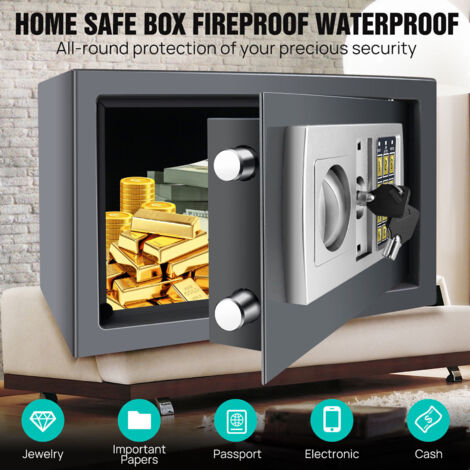 Coffre-Fort 100 Litres Mejasg - Ignifuge, Avec Alarme - 3 Étages Amovibles - Pour Maison, Bijoux, Documents
