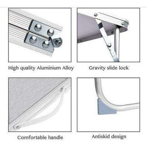 CampLand Table pliante légère en aluminium réglable en hauteur pour