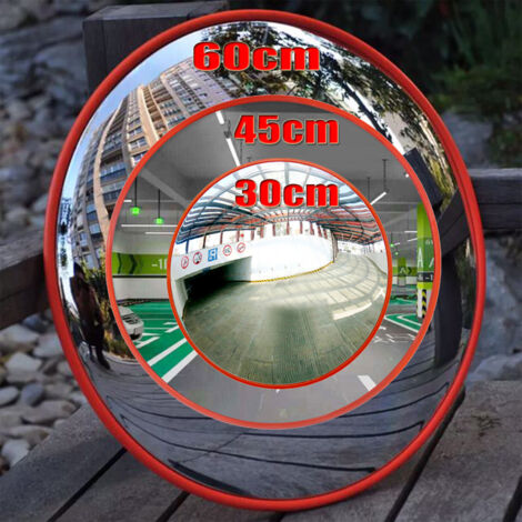 Dayplus – Miroir de circulation convexe 45cm – Vision panoramique 130° – Matériau ABS orange – Pour sécurité intérieure et extérieure (1/4)