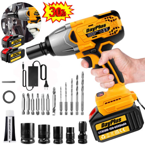 Dayplus – Clé à chocs sans fil 21V – Couple 1800Nm – 2 batteries 6000mAh – Vitesse 3200RPM – Moteur silencieux pour travaux intensifs (1/4)