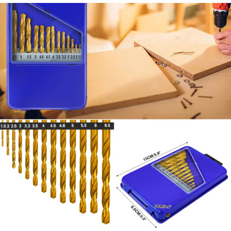 13pcs forets à métaux extra longs Ø 1.5-6mm forets hélicoïdaux forets acier HSS set de forets (1/4)