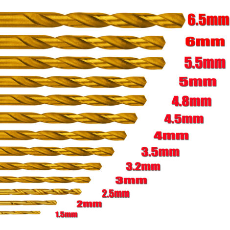 Jeu de 13 forets en acier inoxydable (1.5-6.5mm) HSS-E Co5 Cobalt Forets hélicoïdaux VA (1/4)