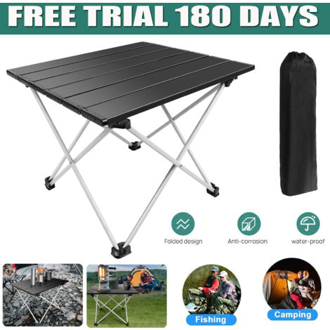 Table De Camping Pliable En Aluminium - 60x40x26 Cm - Légère (1.4 Kg) - Portative - Pour Pique-nique, Jardin, Plage