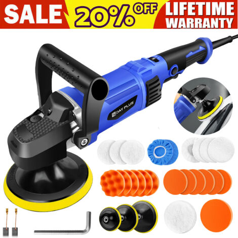 Dayplus – Polisseuse professionnelle 5000W – Moteur à noyau de cuivre – 6 vitesses réglables 2800 à 5800 tr/min – Kit complet 22 accessoires