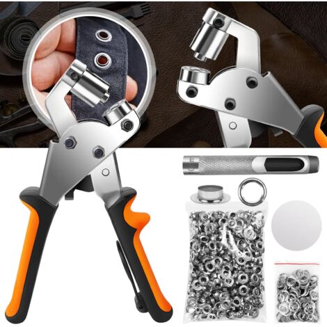 Kit Pince à Oeillets Avec 300 Oeillets 10mm - Pour Bâches, Cuir, Tissu - Pince Acier, Poinçon Inclus