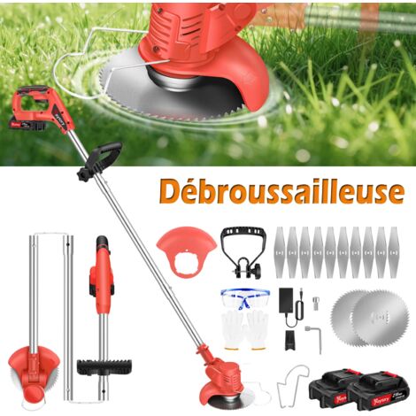 Débroussailleuse Sans Fil 21V Avec 2 Batteries 4.0Ah – Moteur Brushless 750W, 4 Lames Incluses – Pour Jardin