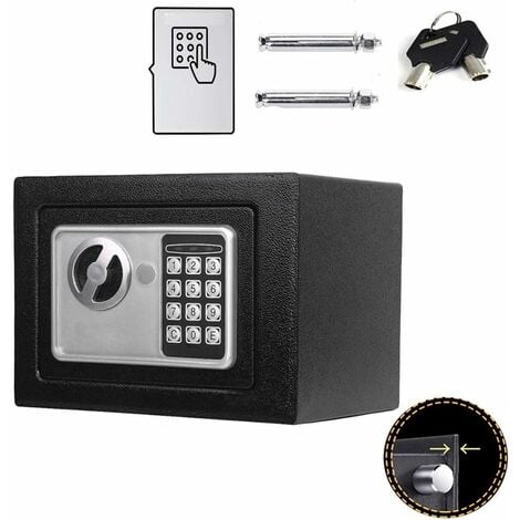 Boite Coffre Securite Noir Metal Serrure Cle Portable Documents Format A4 Maison