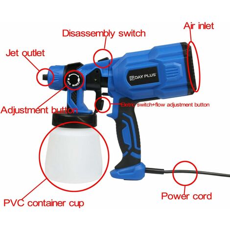 Pistolet pulvérisateur Système de pulvérisation de peinture Pistolet à peinture électrique Pistolet à peinture murale 550W Pulvérisateur à peinture avec 3 formes de pulvérisation, pour peinture, lasur