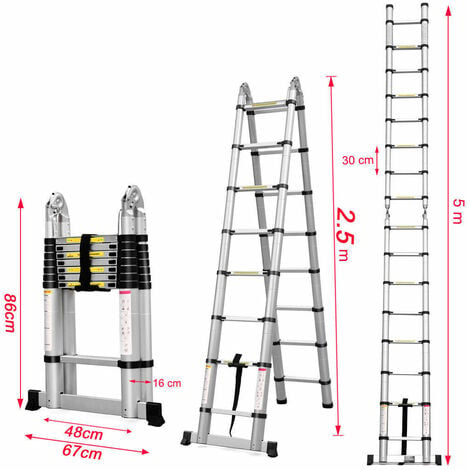 Multifonction Escalier Escamotable, Échelle Pliable Antidérapant, Échelon  Escabeau Portable Et Pliante Multi-Fonction