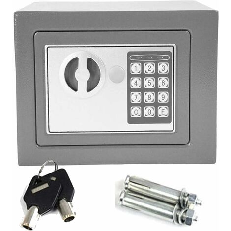 Mini Coffre-Fort De Dépôt Électronique Anti Bounce System, Coffre-fort portatif, Coffre fort Secret, Cofre fort a Cle et a Code pour Maison Hôtel, Gris 230 x 170 x 170 mm