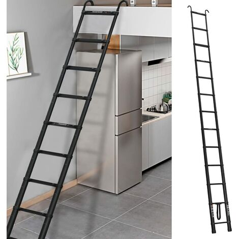 Dayplus – Échelle télescopique 5M en aluminium – 13 marches – Charge maximale 150kg – 2 crochets amovibles – Pliable pour rangement facile