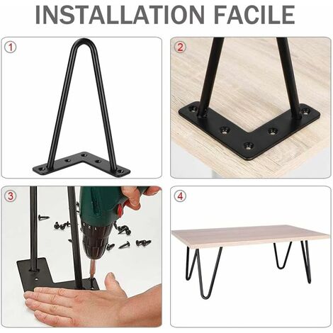 YOUNTHYE Lot de 4 pieds en épingle à cheveux de 30 cm, pieds de meubles